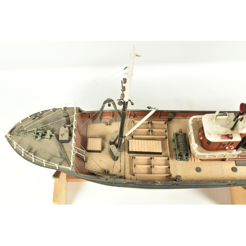 77 - A CONSTRUCTED WOODEN RADIO CONTROL MODEL KIT OF A FISHING TRAWLER, has been constructed and finished... 