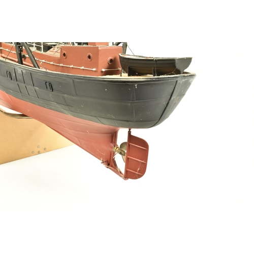 77 - A CONSTRUCTED WOODEN RADIO CONTROL MODEL KIT OF A FISHING TRAWLER, has been constructed and finished... 