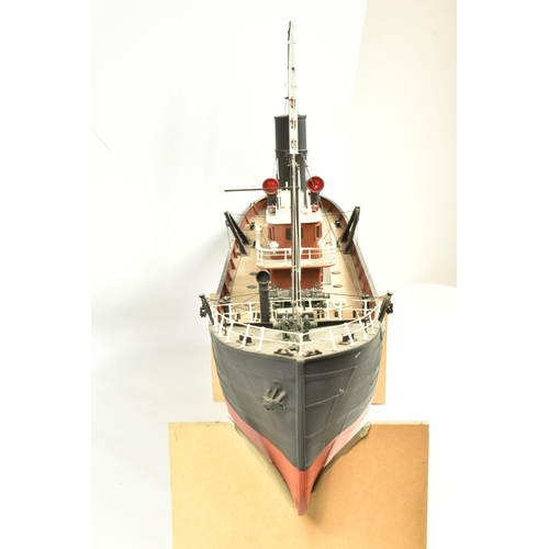 77 - A CONSTRUCTED WOODEN RADIO CONTROL MODEL KIT OF A FISHING TRAWLER, has been constructed and finished... 