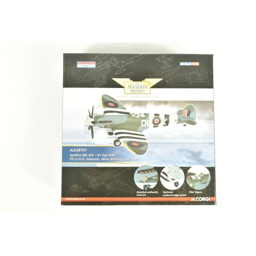 81 - FOUR BOXED LIMITED EDITION CORGI AVIATION ARCHIVES 1:72 SCALE MODEL AIRCRAFTS, to include a Spitfire... 