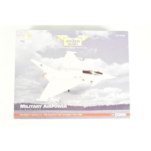 82 - FOUR BOXED CORGI AVIATION ARCHIVES 1:72 SCALE MODEL AIRCRAFTS, to include a Ltd Edition Eurofighter ... 