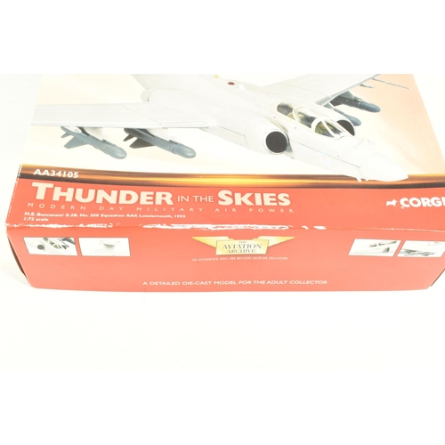 83 - THREE BOXED CORGI AVIATION ARCHIVE 1:72 SCALE MODEL AIRCRAFTS, to include a HS Buccaneer No. 208 Sqn... 