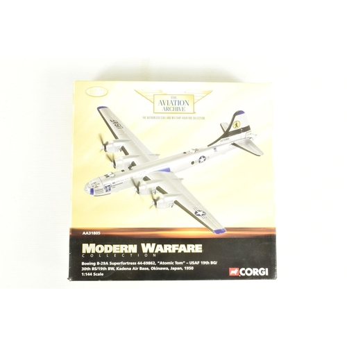 84 - FIVE BOXED CORGI AVIATION ARCHIVE 1:72 SCALE MODEL AIRCRAFTS, to include a Gloster Meteor F.Mk.8, it... 