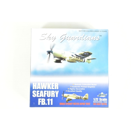 92 - A COLLECTION OF FOUR SKY GUARDIANS AND TWO GEMINI ACES 1:72 SCALE DIECAST MODEL AIRCRAFTS, the first... 