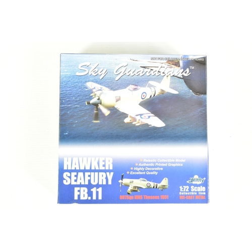 92 - A COLLECTION OF FOUR SKY GUARDIANS AND TWO GEMINI ACES 1:72 SCALE DIECAST MODEL AIRCRAFTS, the first... 