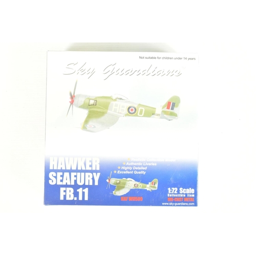 92 - A COLLECTION OF FOUR SKY GUARDIANS AND TWO GEMINI ACES 1:72 SCALE DIECAST MODEL AIRCRAFTS, the first... 