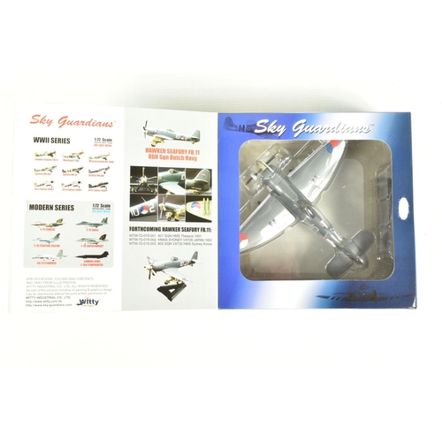 92 - A COLLECTION OF FOUR SKY GUARDIANS AND TWO GEMINI ACES 1:72 SCALE DIECAST MODEL AIRCRAFTS, the first... 