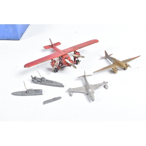 106 - A BOXED DINKY TOYS AEROPLANES GIFT SET, No.40, in the blue box with red and green label to lid, red ... 