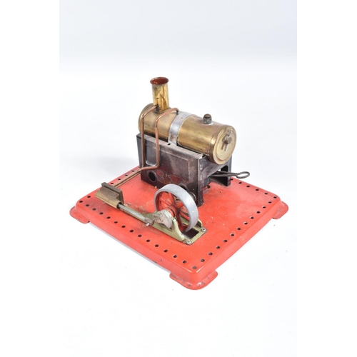 107 - AN UNBOXED MAMOD LIVE STEAM ENGINE, No. SE1, with burner tray and a quantity of Mamod Workshop Equip... 