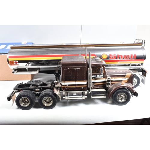 114 - A CONSTRUCTED TAMIYA 1/14 SCALE RADIO CONTROL KING HAULER TRACTOR TRUCK KIT, not tested, requires a ... 