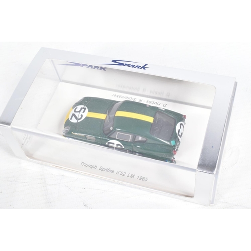 125 - FOUR BOXED SPARK TRIUMPH SPITFIRE MODELS, the first is a no.52 LM 1965 D.Hobbs-R.Slotemaker, numbere... 