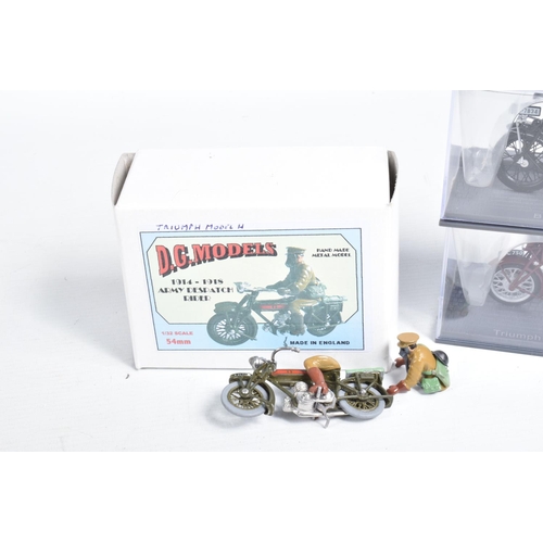 126 - A BOX OF VARIOUS BOXED MODEL VEHICLES, to include a Welly Triumph 1:18 scale motorcycle in silver, a... 