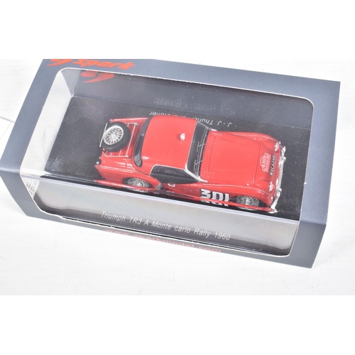 128 - FIVE BOXED SPARK MODEL VEHICLES, the first a Triumph Spitfire no.141 Monte Carlo Rally 1965,S.Lampin... 