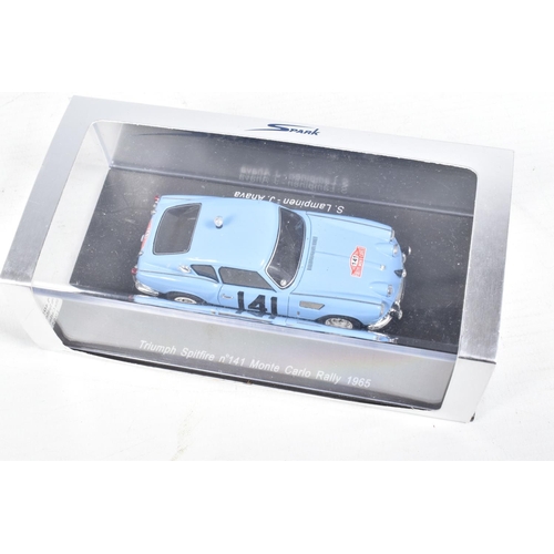 128 - FIVE BOXED SPARK MODEL VEHICLES, the first a Triumph Spitfire no.141 Monte Carlo Rally 1965,S.Lampin... 