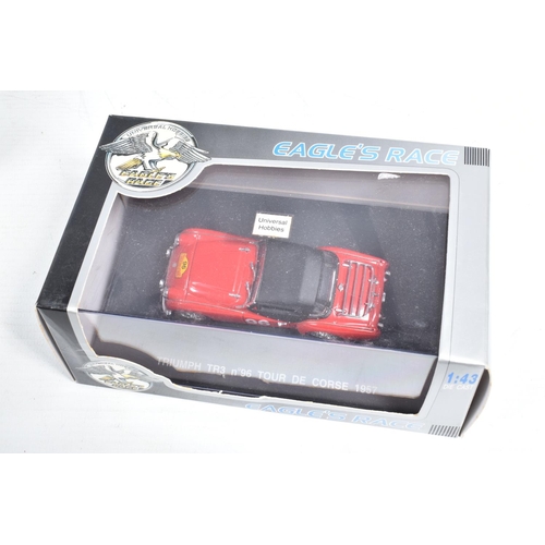 129 - A QUANTITY OF BOXED TRIUMPHS TR3 MODELS, to include a Vanguards model VA04703 in British Racing Gree... 