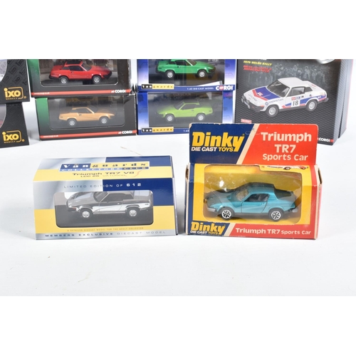 144 - TWELVE BOXED 1:43 SCALE MODEL DIECAST TRIUMPH TR7 SPORT CARS, to include a  TR7 V8 Manx Rally 1978 T... 