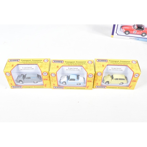 146 - AN INTERESTING  COLLECTION OF VARIOUS DIECAST TRIUMPH MODEL CARS, to include an unboxed 1:18 scale S... 