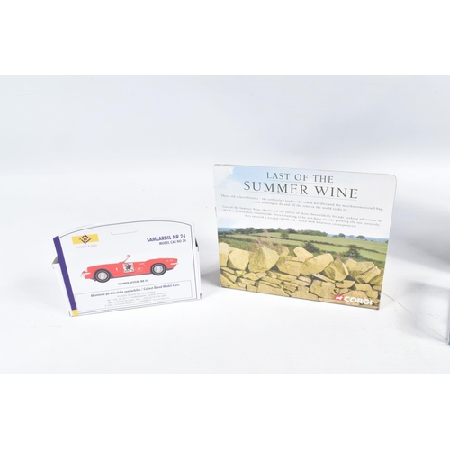 146 - AN INTERESTING  COLLECTION OF VARIOUS DIECAST TRIUMPH MODEL CARS, to include an unboxed 1:18 scale S... 