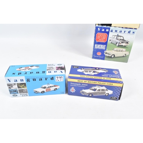 148 - ELEVEN BOXED 1:43 SCALE DIECAST  TRIUMPH MODEL POLICE VEHICLES, to include a Vanguards 2.5 PI West M... 