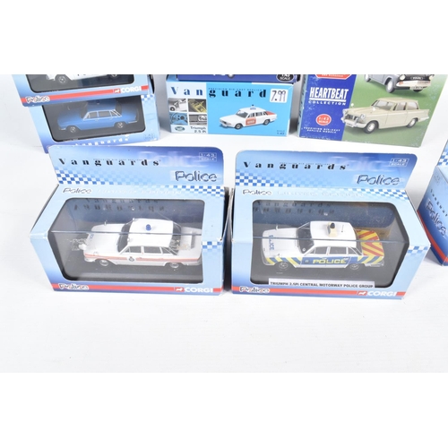 148 - ELEVEN BOXED 1:43 SCALE DIECAST  TRIUMPH MODEL POLICE VEHICLES, to include a Vanguards 2.5 PI West M... 