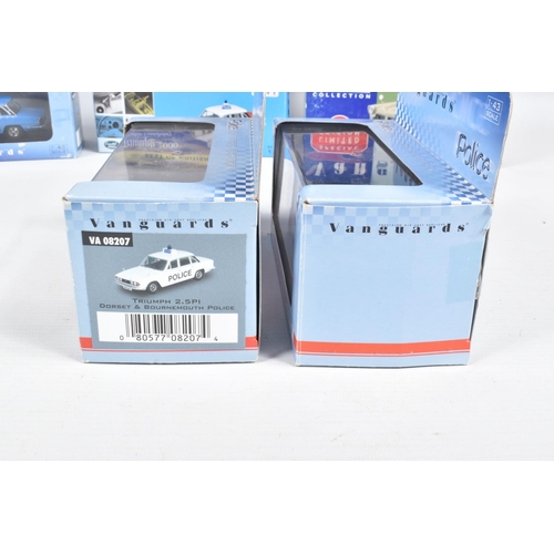 148 - ELEVEN BOXED 1:43 SCALE DIECAST  TRIUMPH MODEL POLICE VEHICLES, to include a Vanguards 2.5 PI West M... 