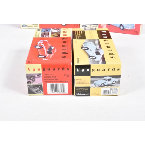 150 - NINETEEN BOXED 1:43 SCALE DIECAST TRIUMPH SPITFIRE MODEL, to include the following 12 Vanguards mode... 