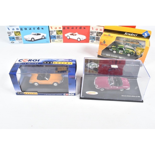 150 - NINETEEN BOXED 1:43 SCALE DIECAST TRIUMPH SPITFIRE MODEL, to include the following 12 Vanguards mode... 