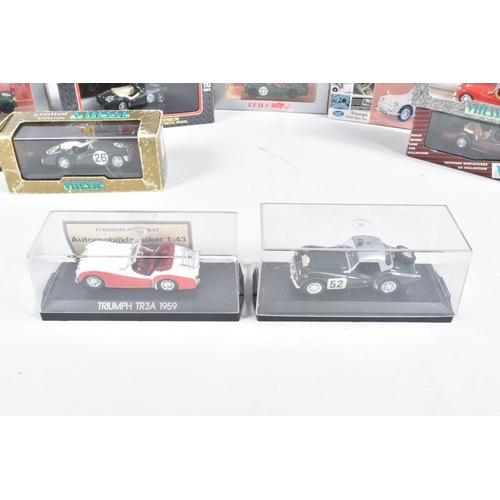 152 - SIXTEEN BOXED 1:43 SCALE DIECAST TRIUMPH TR3 and TR2 MODELS, to include  a Vanguards TR3A Open Top i... 