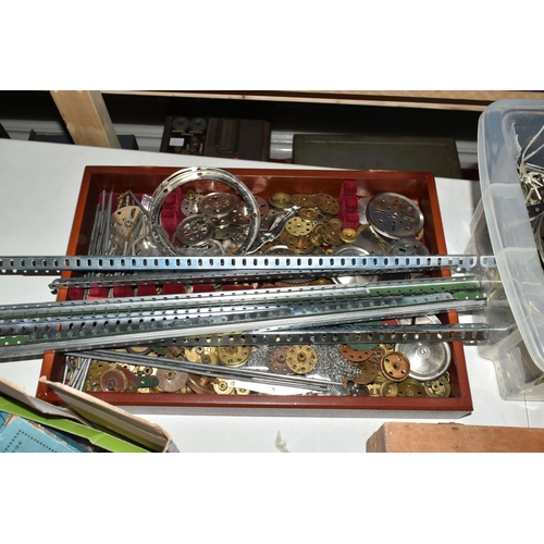 154 - A QUANTITY OF MECCANO, mainly mixed selection of modern silvered pieces, but does include a 1970's s... 