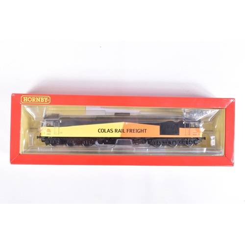 222 - A BOXED OO GAUGE HORNBY MODEL RAILWAYS LOCOOMOTIVE, Class 60 Co-Co, no. 60021 in Colas Rail livery, ... 