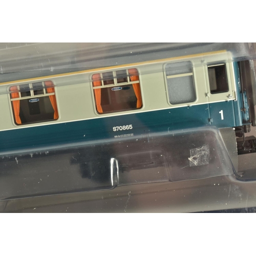 255 - A BOXED OO GAUGE BACHMANN BRANCHLINE FOUR CAR, Class 438, Unit 8022, BR Blue and Grey NSE Branding, ... 