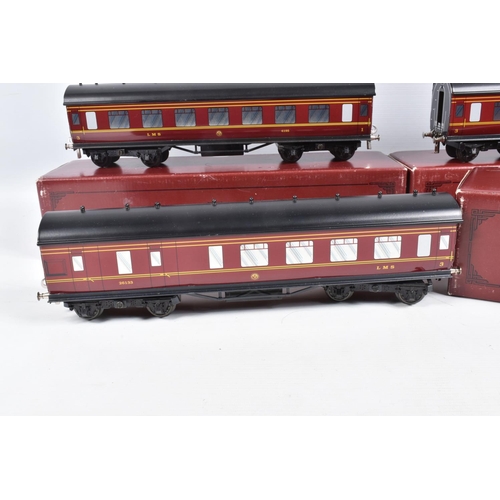 267 - THREE BOXED ACE TRAINS O GAUGE L.M.S. CORRIDOR COACHES, 1st/3rd, 3rd and 3rd Brake, all appear compl... 