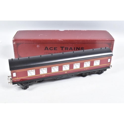 267 - THREE BOXED ACE TRAINS O GAUGE L.M.S. CORRIDOR COACHES, 1st/3rd, 3rd and 3rd Brake, all appear compl... 