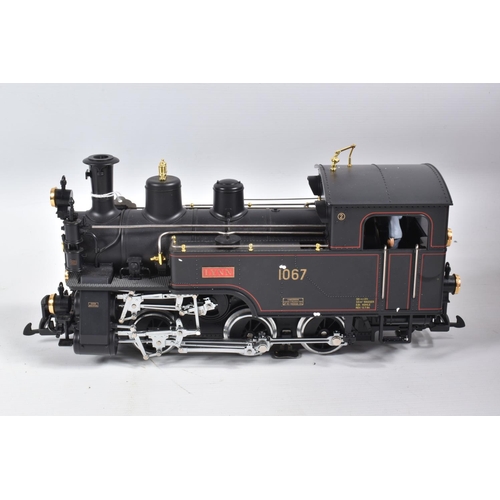 268 - A BOXED LGB G GAUGE 0-6-0T LOCOMOTIVE, 'Lynn' No.1067 in Ballenberg-Zahnrad black livery (20471), ap... 