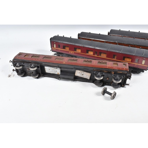 269 - FOUR R MODELS OF CHELTENHAM O GAUGE L.M.S. CORRIDOR COACHES, 1st/3rd (x 2), 1st and 3rd Brake, const... 