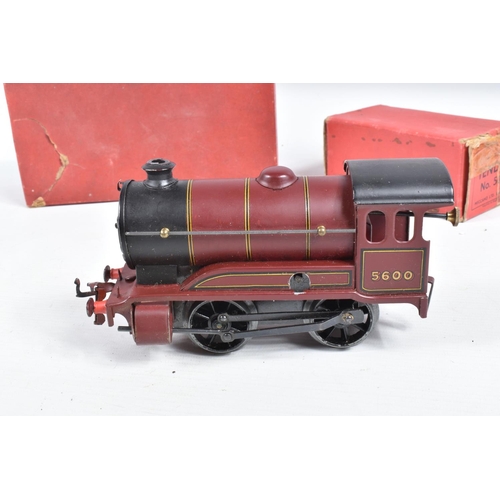 270 - A BOXED HORNBY O GAUGE NO.501 LOCOMOTIVE, No.5600, L.M.S. maroon livery (sans serif version), missin... 