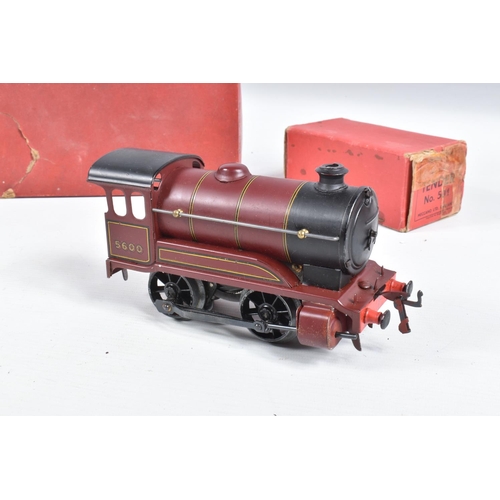 270 - A BOXED HORNBY O GAUGE NO.501 LOCOMOTIVE, No.5600, L.M.S. maroon livery (sans serif version), missin... 