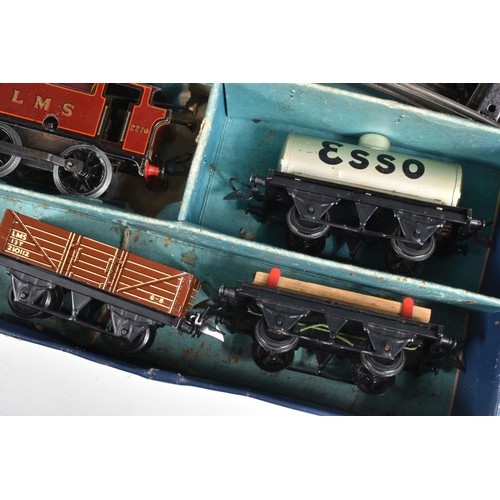 281 - A BOXED HORNBY O GAUGE No.201 TANK GOOD SET, comprising No.101 tank locomotive No.2270, L.M.S. maroo... 