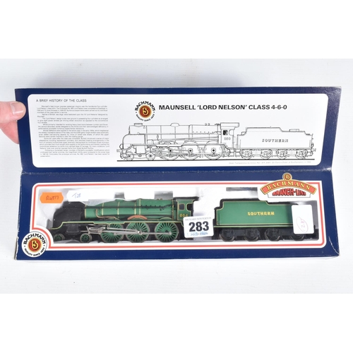 283 - TWO BOXED BACHMANN OO GAUGE LOCOMOTIVES, Lord Nelson class 'Sir Martin Frobisher' No.864, S.R. green... 