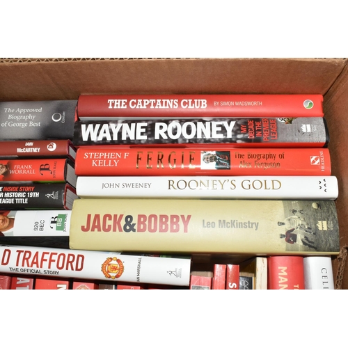 328 - MANCHESTER UNITED FOOTBALL CLUB INTEREST: TWO BOXES OF HARDBACK AND PAPERBACK BOOKS, approximately s... 