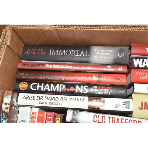 328 - MANCHESTER UNITED FOOTBALL CLUB INTEREST: TWO BOXES OF HARDBACK AND PAPERBACK BOOKS, approximately s... 