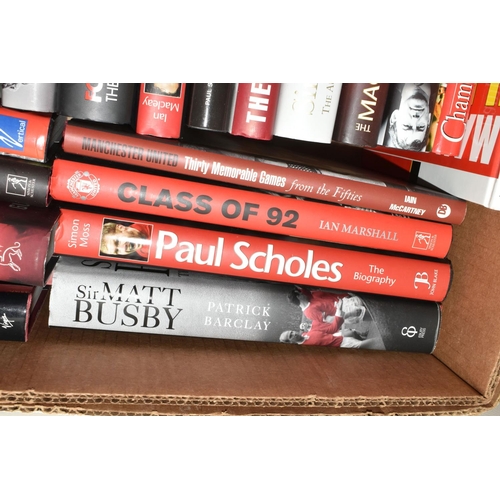 328 - MANCHESTER UNITED FOOTBALL CLUB INTEREST: TWO BOXES OF HARDBACK AND PAPERBACK BOOKS, approximately s... 