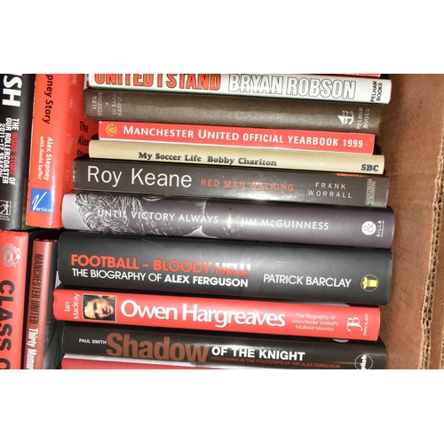 328 - MANCHESTER UNITED FOOTBALL CLUB INTEREST: TWO BOXES OF HARDBACK AND PAPERBACK BOOKS, approximately s... 