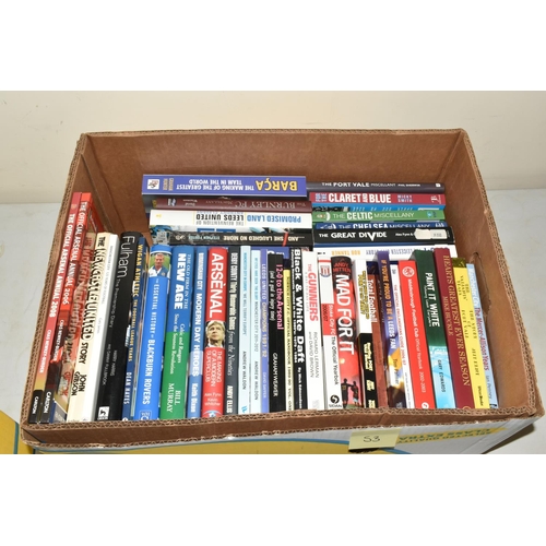 330 - TWO BOXES OF FOOTBALL INTEREST HARDBACK AND PAPERBACK BOOKS, approximately seventy-three titles cove... 