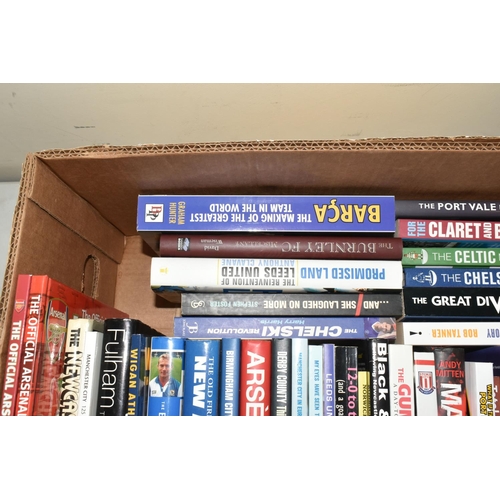 330 - TWO BOXES OF FOOTBALL INTEREST HARDBACK AND PAPERBACK BOOKS, approximately seventy-three titles cove... 