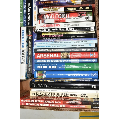 330 - TWO BOXES OF FOOTBALL INTEREST HARDBACK AND PAPERBACK BOOKS, approximately seventy-three titles cove... 