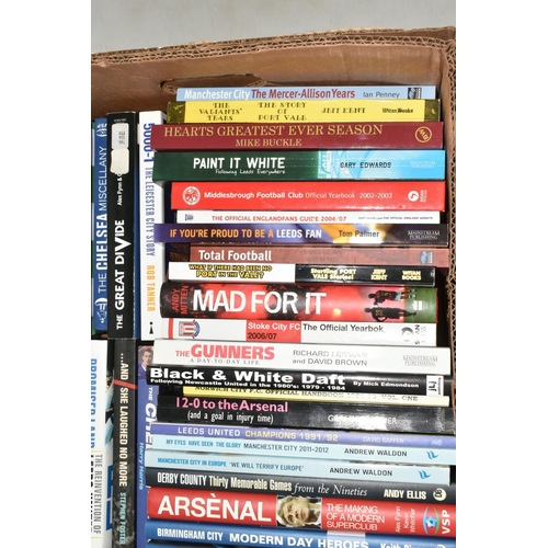 330 - TWO BOXES OF FOOTBALL INTEREST HARDBACK AND PAPERBACK BOOKS, approximately seventy-three titles cove... 