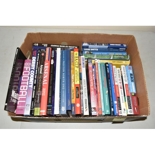 330 - TWO BOXES OF FOOTBALL INTEREST HARDBACK AND PAPERBACK BOOKS, approximately seventy-three titles cove... 