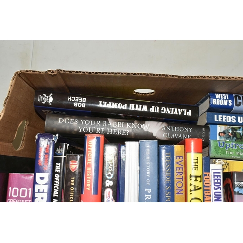 330 - TWO BOXES OF FOOTBALL INTEREST HARDBACK AND PAPERBACK BOOKS, approximately seventy-three titles cove... 