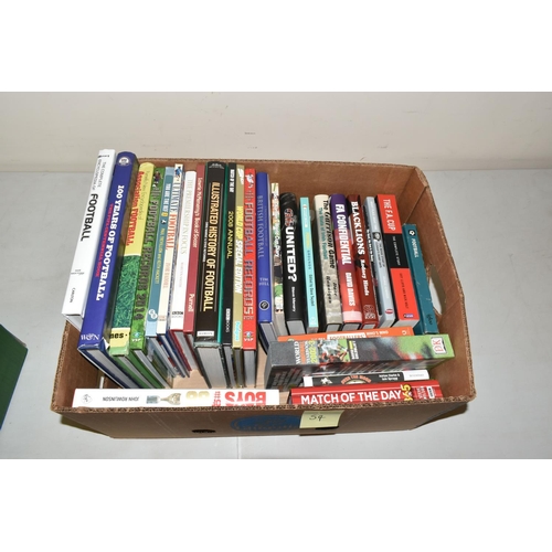 331 - TWO BOXES OF FOOTBALL INTEREST HARDBACK AND PAPERBACK BOOKS, approximately fifty six titles covering... 